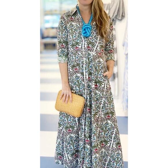 Livro Classic Kurta in Spring Garden Pattern Maxi Dress Sz. S - Picture 1 of 6